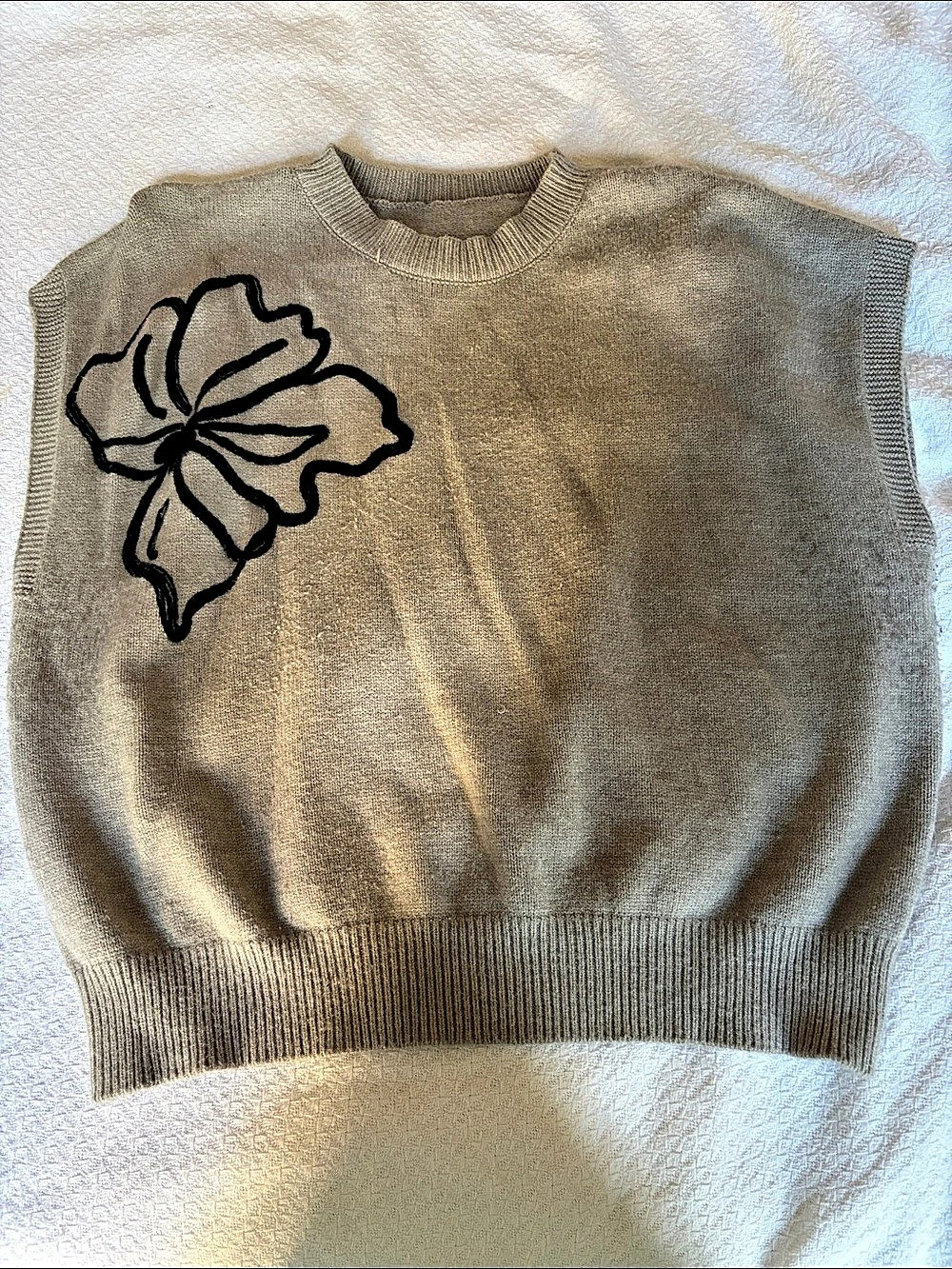 Anthropologie inspired Gray Sleeveless Crew Neck Sweater XL